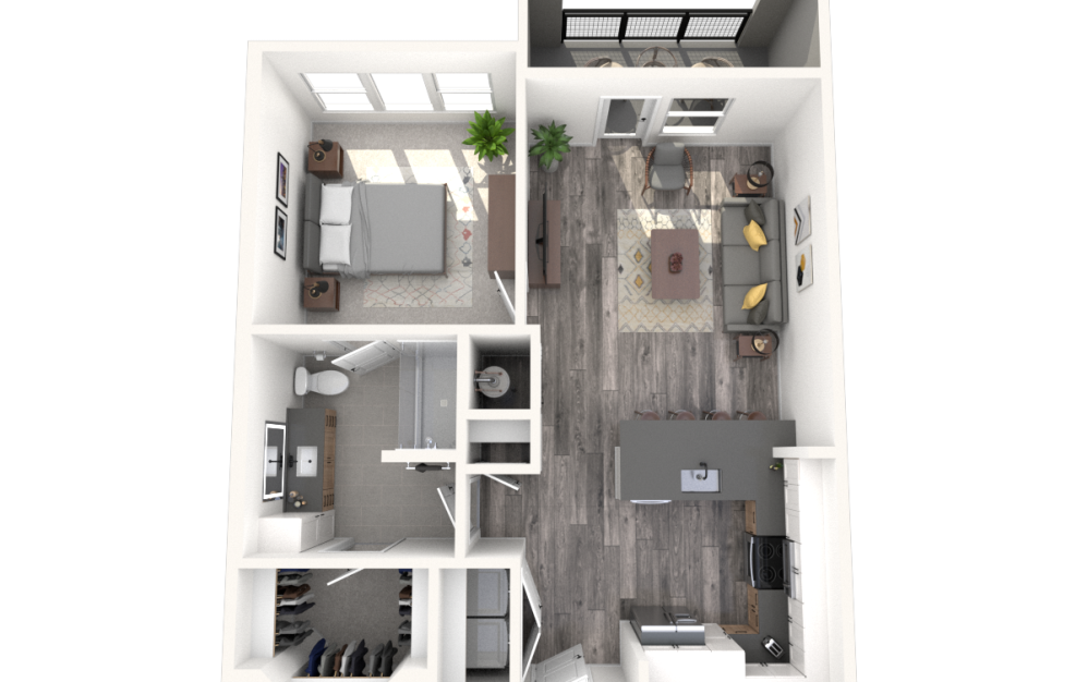 A3 - 1 bedroom floorplan layout with 1 bathroom and 756 square feet (3D) A3 - 1 bedroom floorplan layout with 1 bathroom and 756 square feet (3D)